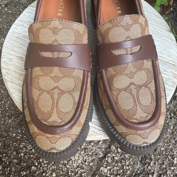 COACH COLLEEN LOAFER 8.5 SIGNATURE MONOGRAM JACQUARD Women's Retro Preppy New - Picture 7 of 12